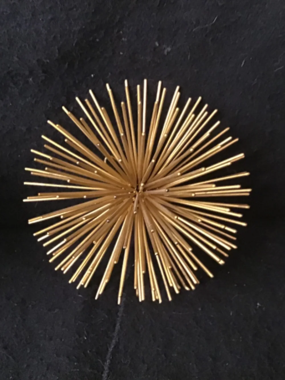MCM Solid Metal Set 2 Gold Finish Spiked Sea Orchin 3D Wall & Tabletop Decor.